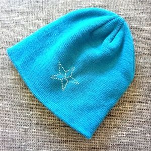 New turquoise star bling beanie